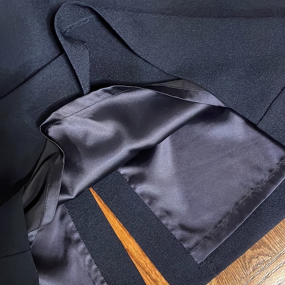 STATEMENT lace ruffled deep V BACK midi dress cocktail ruffled neckline Navy 10 - Picture 10 of 12